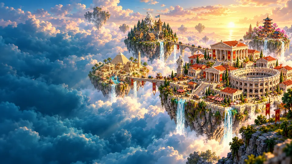 A floating kingdom at dawn